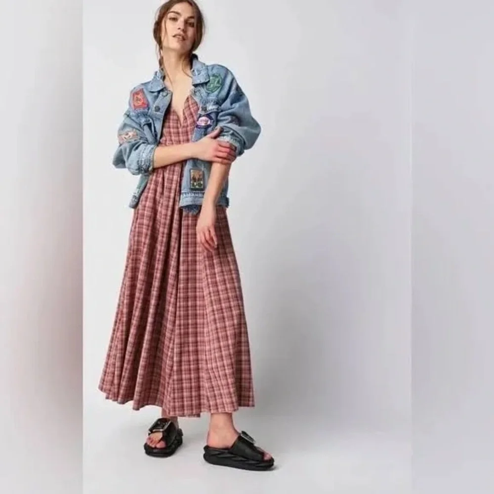 Free People Plaid Jumpsuit in Red and Pink - Picture 4 of 9